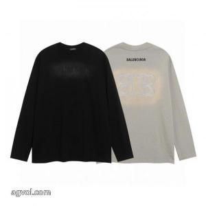 バレンシアガ balenciaga2026噴馬骝アルファベット刺繍カップルカジュアル長袖