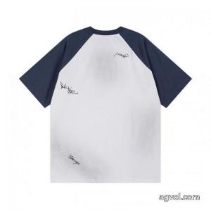 balenciagaラグランスリーブ色分けサインプリント刺繍LOGO洗水旧手描き落書き新型半袖Tシャツ