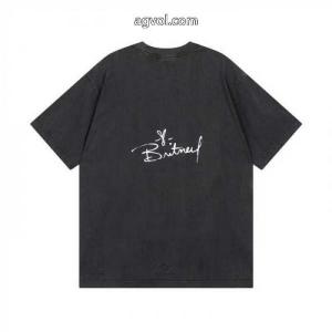 Balenciaga前後片直噴プリントドリル洗い水で古い半袖Tシャツを作る