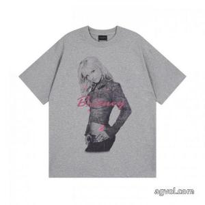 Balenciaga前後片直噴プリントドリル洗い水で古い半袖Tシャツを作る