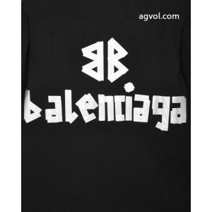 BALENCIAGA秋冬新作ヘッダー付き丸首水洗い旧長袖Tシャツ男女同型