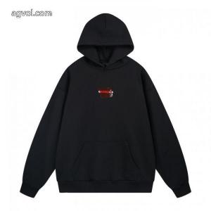 balenciaga前後のアルファベットLOGO刺繍テープ圧着ゴム連帽パーカー