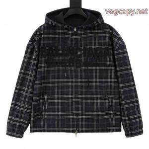 Balenciagaチェックシールアルファベットジッパーコート