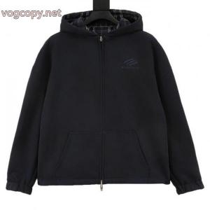 Balenciagaチェックシールアルファベットジッパーコート