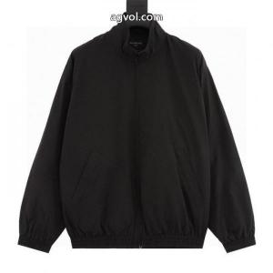 Balenciaga背中のアルファベット刺繍入りシルクテクノロジースタンドカラージャケット
