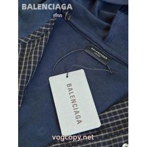 Balenciagaスタイリッシュなチェック柄ポケットシャツコート