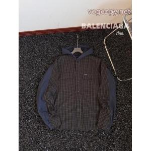 Balenciagaスタイリッシュなチェック柄ポケットシャツコート