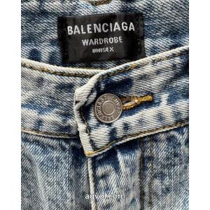BALENCIAGA雪花水洗色あせ旧マイクロラッパジーンズ