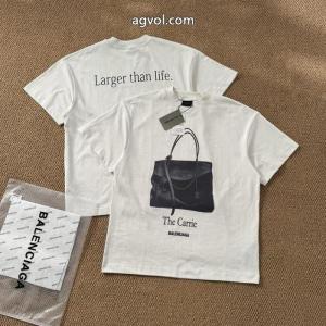 Balenciagaチューリッヒ家25 SSハンドバッグストレートスプレープリント半袖Tシャツ