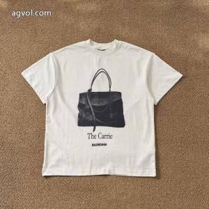 Balenciagaチューリッヒ家25 SSハンドバッグストレートスプレープリント半袖Tシャツ