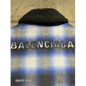 BALENCIAGA#パリの旧家BLCGブルーガー取り外し可能なラム毛襟ウールコート