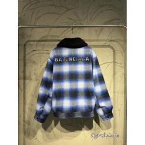 BALENCIAGA#パリの旧家BLCGブルーガー取り外し可能なラム毛襟ウールコート