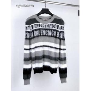 BALENCIAGA/チューリッヒ家ロゴアルファベットストライプ馬海毛ニットセーター