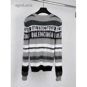 BALENCIAGA/チューリッヒ家ロゴアルファベットストライプ馬海毛ニットセーター