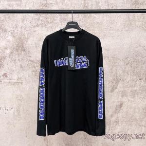 Balenclag*パリ連名SEGAセガアルファベットロゴ転写重畳長袖Tシャツ