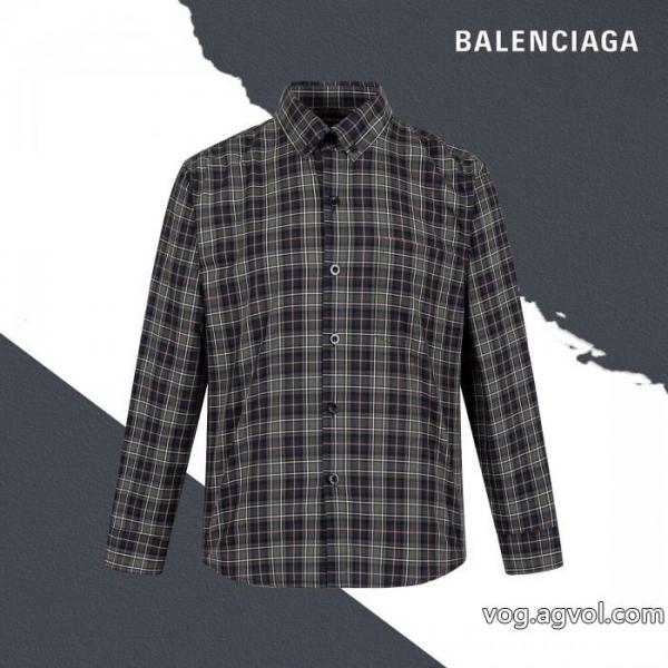 Balenciagaパリ定番チェックアルファベット刺繍長袖シャツ 0 