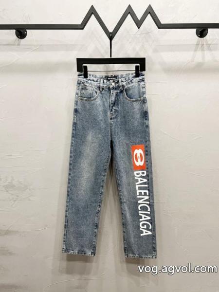 バレンシアガ balenciagaアルファベットプリントジーンズレギュラータイプ男女同型 0
