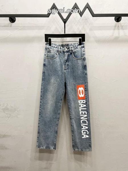 バレンシアガ balenciagaアルファベットプリントジーンズレギュラータイプ男女同型 2