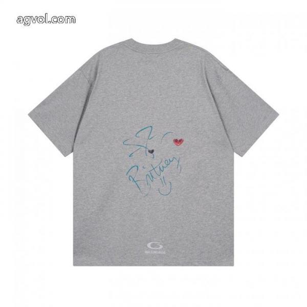 Balenciaga前後片直噴プリントドリル洗い水で古い半袖Tシャツを作る 5 