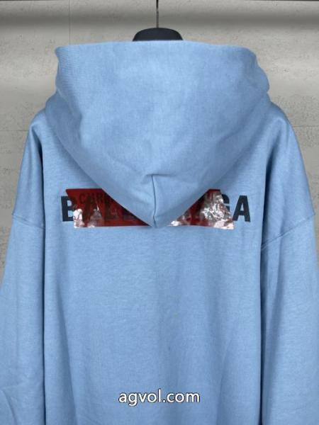 balenciaga前後のアルファベットLOGO刺繍テープ圧着ゴム連帽衛衣 1