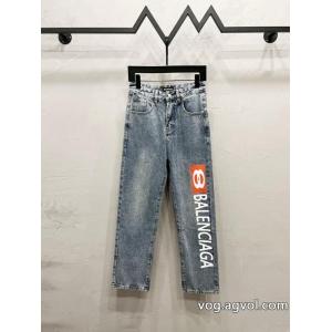 バレンシアガ balenciagaアルファベットプリントジーンズレギュラータイプ男女同型