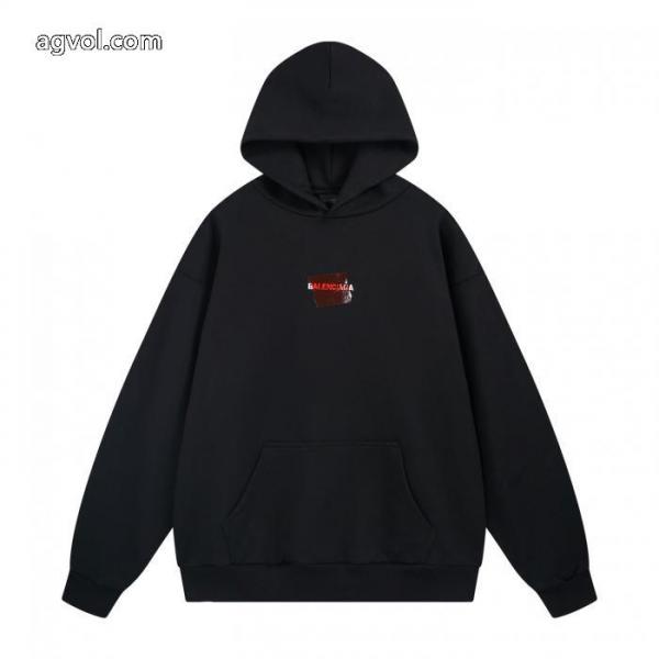 balenciaga前後のアルファベットLOGO刺繍テープ圧着ゴム連帽パーカー 1