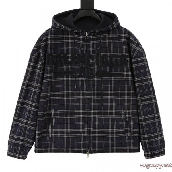 Balenciagaチェックシールアルファベットジッパーコート 0 