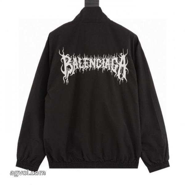 Balenciaga背中のアルファベット刺繍入りシルクテクノロジースタンドカラージャケット 1