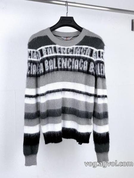 BALENCIAGA/チューリッヒ家ロゴアルファベットストライプ馬海毛ニットセーター 0 