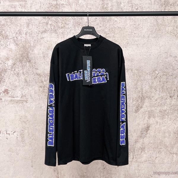 Balenclag*パリ連名SEGAセガアルファベットロゴ転写重畳長袖Tシャツ 0 