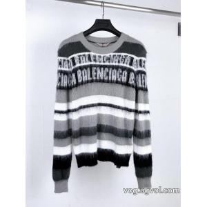 BALENCIAGA/チューリッヒ家ロゴアルファベットストライプ馬海毛ニットセーター
